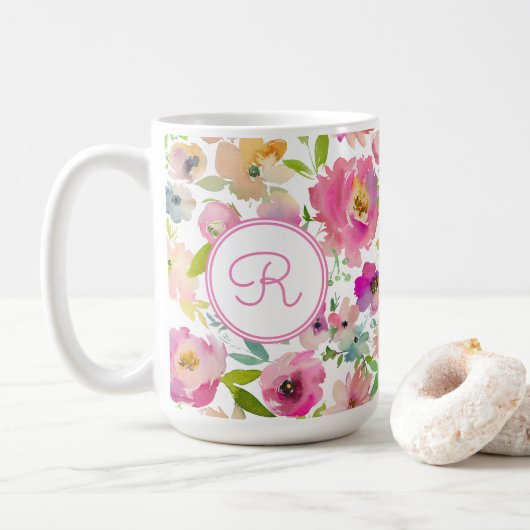 Boho Pastel Watercolor Kaffeetasse (Mit Donut)