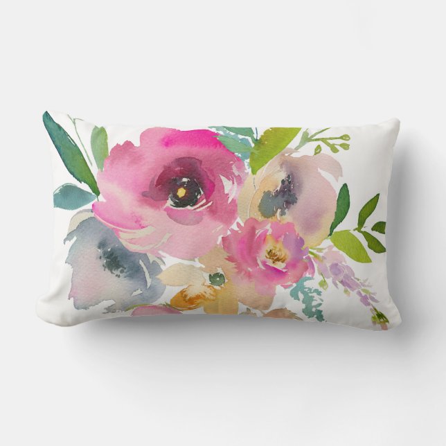 Boho Pastel Watercolor Lendenkissen (Vorderseite)