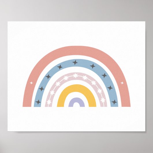 Boho Pastel Watercolor Rainbow Kinderzimmer Poster (Vorne)
