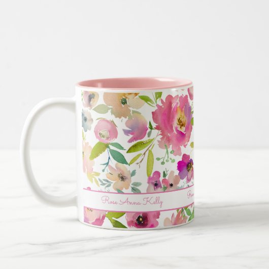 Boho Pastel Watercolor Zweifarbige Tasse (Links)