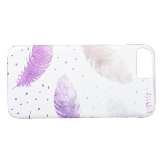 *~* Boho Pastel White & Lavender Fether Dots Case-Mate iPhone Hülle (Rückseite (Horizontal))