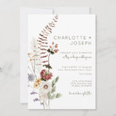 Boho Pastel Wildblumen Moderne Blumenhochzeit Einladung (Vorderseite)