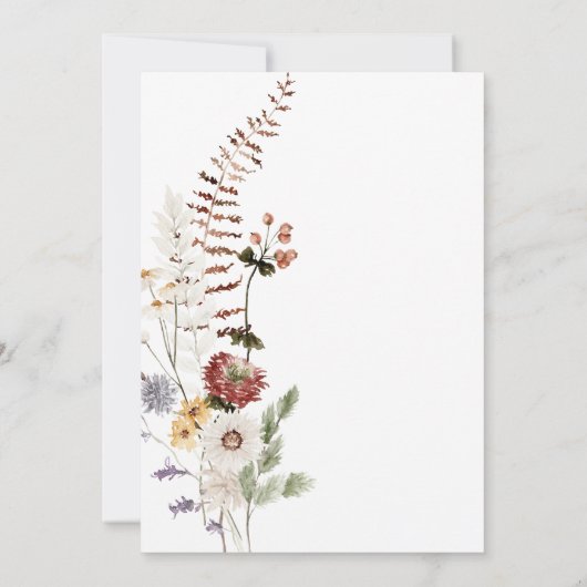 Boho Pastel Wildblumen Moderne Blumenhochzeit Einladung (Rückseite)