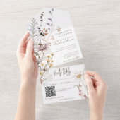 Boho Pastel Wildblumen Moderner QR-Code All In One Einladung (Abreißen)