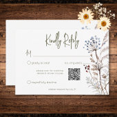 Boho Pastel Wildblumen Moderner QR-Code RSVP Karte