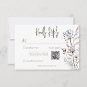 Boho Pastel Wildblumen Moderner QR-Code RSVP Karte (Vorderseite)