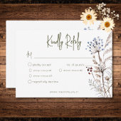 Boho Pastel Wildblumen Modernes, florales Drei-Din RSVP Karte
