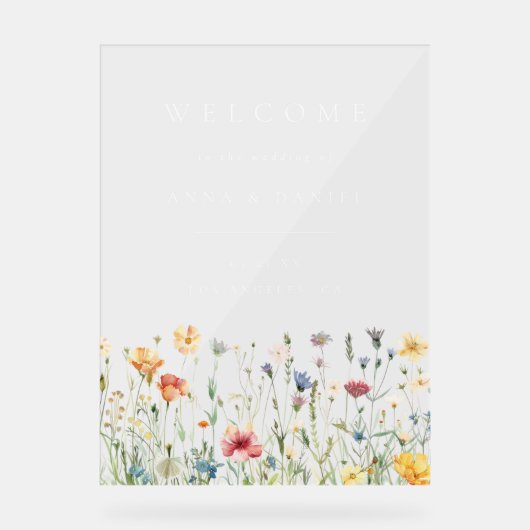 Boho Pastel Wildflower Wedding Welcome Acrylschild (Vorderseite)