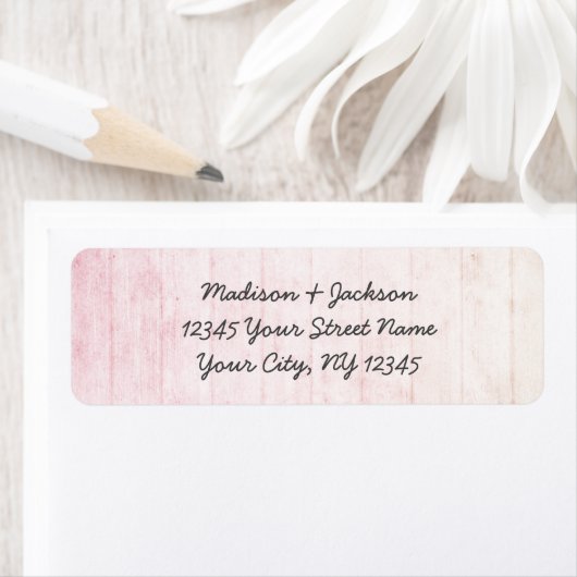 Boho Pastel Wood Grain Wedding Rücksendeadresse (Insitu)