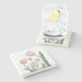 Boho-Pastell-Blumenmuster Steinuntersetzer (Seitenansicht)