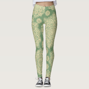 Boho Pastell Mandala Salbei Grün Leggings