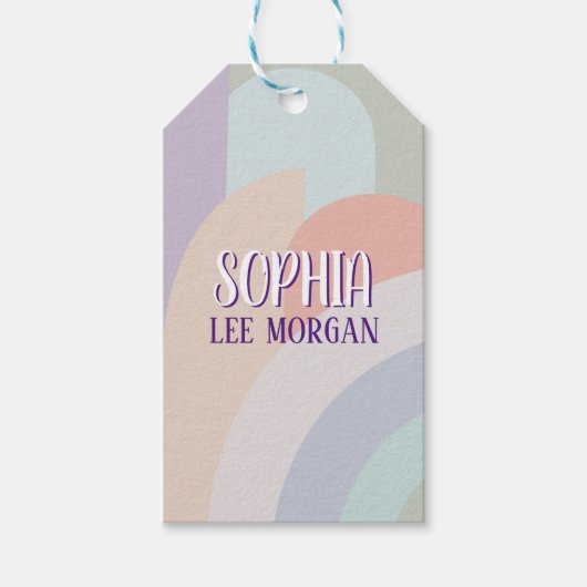 Boho-Pastell-Regenbogen Geschenkanhänger (Vorderseite)