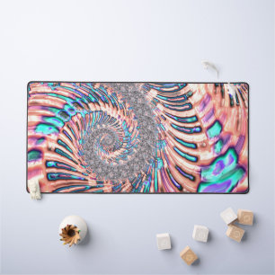 Boho Pastell Rosa und Blau Spiral Abstractes Frakt Schreibtischunterlage