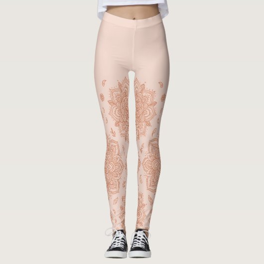 Boho Pastell Terrakotta Mandala  Leggings (Vorderseite)