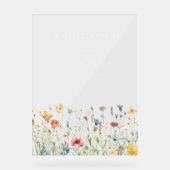 Boho-Pastell-Wildblumen-Hochzeitsbegrüßung Acrylschild (Vorderseite)