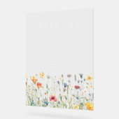 Boho-Pastell-Wildblumen-Hochzeitsbegrüßung Acrylschild (Winkel)