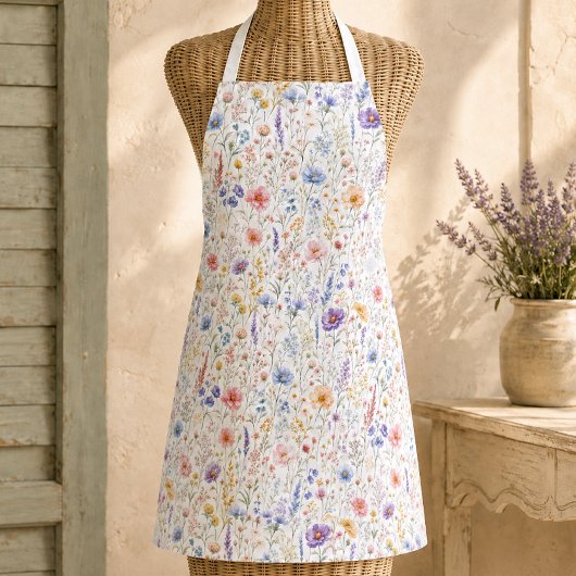 Boho-Pastell-Wildblumengarten Schürze