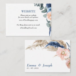 Boho pastellblau & blush chic Wedding Website Card Visitenkarte