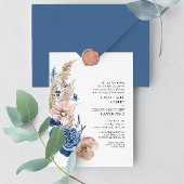 Boho pastellblau & rot-schick Blumenzehen Einladung