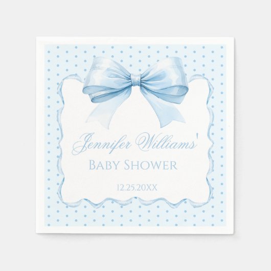 Boho pastellblaue Schleife Baby Boy Duschpapier Serviette (Vorderseite)
