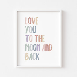 Boho pastellel Liebe zum Mond und Rücken Druck Poster
