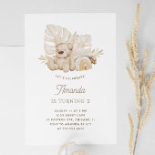 Boho pastellel Teddy Bär Spielzeug. Niedlicher Kin Einladung