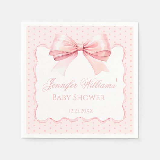 Boho pastellrosa Bugband Babyduschpapier Serviette (Vorderseite)