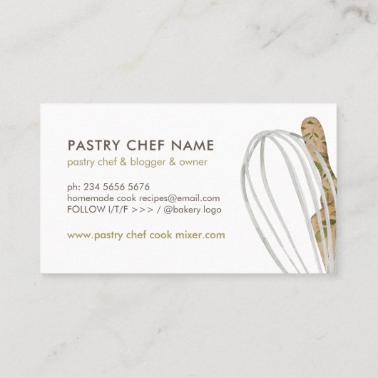 Boho Pastry Koch Catering Cake Maker Rolling Butto Visitenkarte (Rückseite)