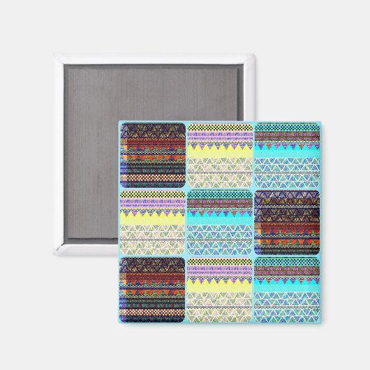 Boho Patchwork aus ethnischen Stammesstreifen Magnet (Vorderseite/Rückseite)