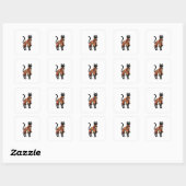 Boho-Patchwork-Katze, Volksgut-Sticker Quadratischer Aufkleber (Blatt)