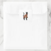 Boho-Patchwork-Katze, Volksgut-Sticker Quadratischer Aufkleber (Tasche)