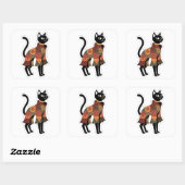 Boho-Patchwork-Katze, Volksgut-Sticker Quadratischer Aufkleber (Blatt)