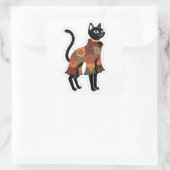 Boho-Patchwork-Katze, Volksgut-Sticker Quadratischer Aufkleber (Tasche)