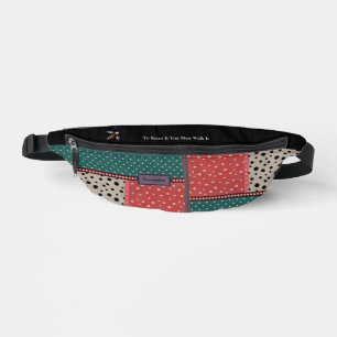 Boho-Patchwork-Muster Rot Grün Schwarz Hundeausfüh Bauchtasche