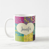 Boho Patchwork Quilt and Heart Shape Personalisier Kaffeetasse (Links)