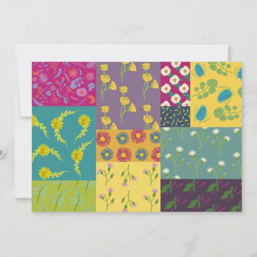 Boho Patchwork Quilt and Heart Shape Wedding Einladung (Rückseite)