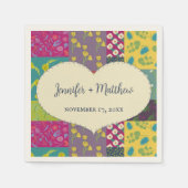 Boho Patchwork Quilt and Heart Shape Wedding Serviette (Vorderseite)