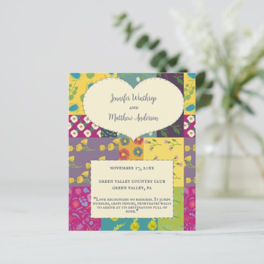 Boho Patchwork Quilt Maximalist Wedding Program (Stehend Vorderseite)