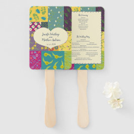 Boho Patchwork Quilt Maximalist Wedding Program Fächer