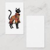 Boho-Patchwork-Schwarze-Katz-Grußkarte Visitenkarte (Vorne/Hinten)