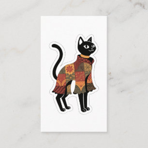 Boho-Patchwork-Schwarze-Katz-Grußkarte Visitenkarte