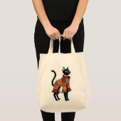 Boho-Patchwork-Schwarze-Katze-Folk-Art-Tasche Tragetasche (Vorderseite (Produkt))