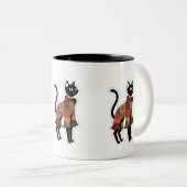 Boho-Patchwork-Schwarze-Katzen-Kaffeetasse Zweifarbige Tasse (VorderseiteRechts)