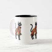 Boho-Patchwork-Schwarze-Katzen-Kaffeetasse Zweifarbige Tasse (Vorderseite Links)