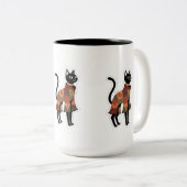 Boho-Patchwork-Schwarze-Katzen-Kaffeetasse Zweifarbige Tasse (VorderseiteRechts)