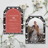 Boho Pattern Hochzeit Arch Coral Probe Dinner Einladung