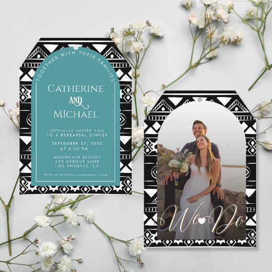 Boho Pattern Hochzeit Arch Green Probe Dinner Einladung