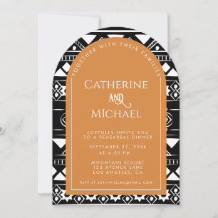 Boho Pattern Hochzeit Arch Orange Probe Dinner Einladung
