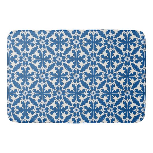 Boho Pattern in Blue – Elegant & Bold Badematte (Vorderseite)