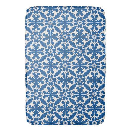 Boho Pattern in Blue – Elegant & Bold Badematte (Vorderseite Vertikal)